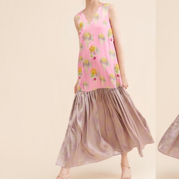 Anthropologie Siddhartha Bansal Flounce Beaded Maxi Dress - Picture 1 of 10